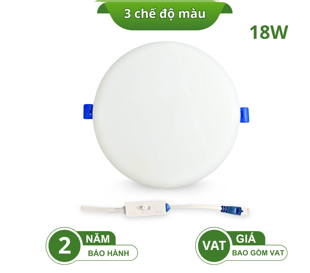ĐÈN LED ÂM TRẦN TRÀN VIỀN 3 MÀU CHUYỂN MÀU BẰNG NÚT GẠT DLK170-18W-3CM