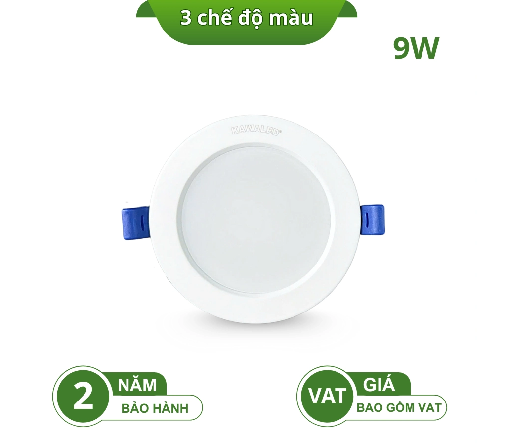 ĐÈN LED ÂM TRẦN ĐÚC NGUYÊN KHỐI 3 CHẾ ĐỘ MÀU DL90-9W-3M