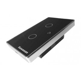 Công tắc wifi âm tường chữ nhật CT2CB-WF-VB (Kính đen viền bạc)