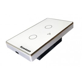 Công tắc wifi âm tường chữ nhật CT2CW-WF-VB (Kính trắng viền bạc)