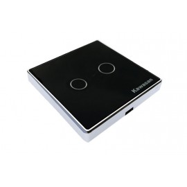 Công tắc wifi âm tường vuông CT2VB-WF-VB (Kính đen viền bạc)