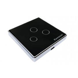 Công tắc wifi âm tường vuông CT3VB-WF-VB (Kính đen viền bạc)
