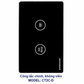 Công Tắc Cầu Thang 2 Chiều Wifi Không Viền, Kính Đen CT2C-D (Công Tắc Chính)