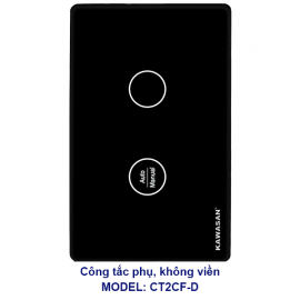 Công Tắc Cầu Thang 2 Chiều Wifi Không Viền, Kính Đen CT2CF-D (Công Tắc Phụ)