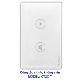 Công Tắc Cầu Thang 2 Chiều Wifi Không Viền, Kính Trắng CT2C-T (Công Tắc Chính)